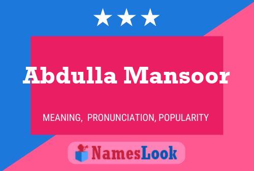 Abdulla Mansoor Naam Poster