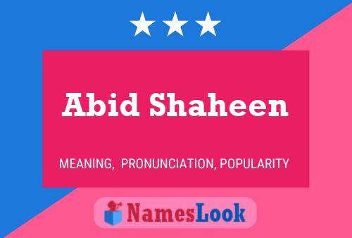 Abid Shaheen Naam Poster