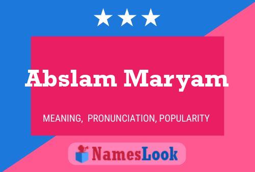 Abslam Maryam Naam Poster