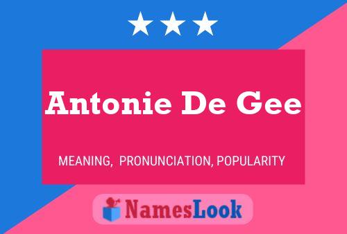 Antonie De Gee Naam Poster