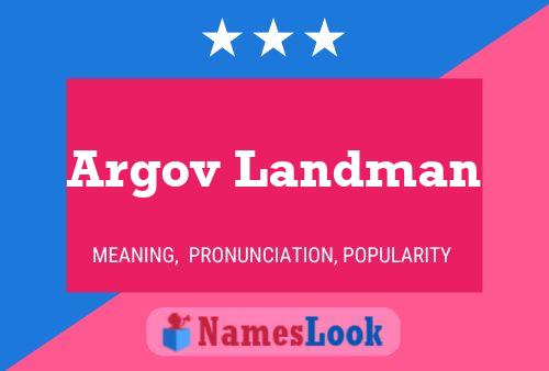 Argov Landman Naam Poster