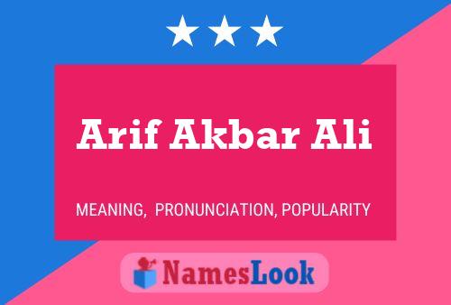 Arif Akbar Ali Naam Poster