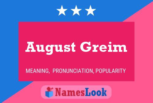 August Greim Naam Poster