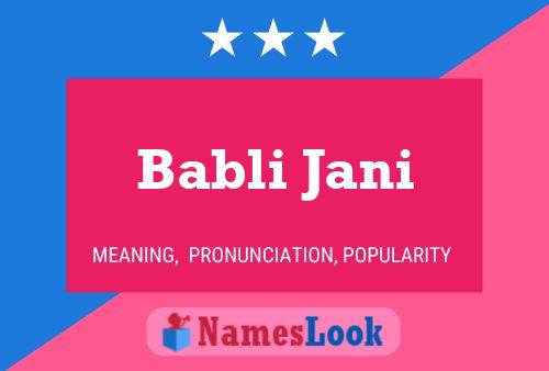 Babli Jani Naam Poster