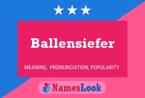 Ballensiefer Naam Poster