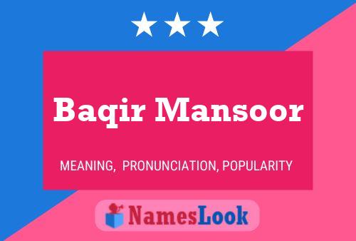 Baqir Mansoor Naam Poster