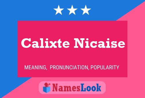 Calixte Nicaise Naam Poster