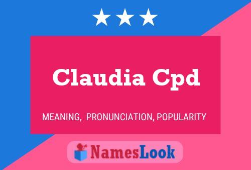 Claudia Cpd Naam Poster