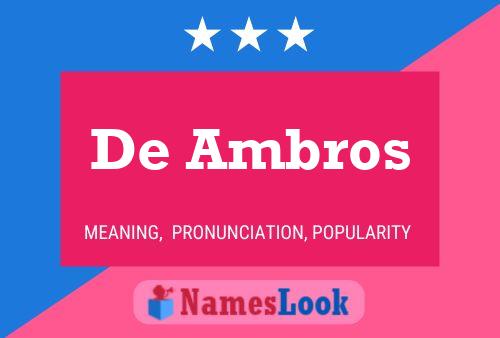 De Ambros Naam Poster