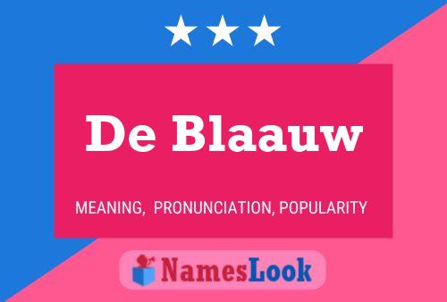 De Blaauw Naam Poster