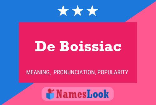 De Boissiac Naam Poster