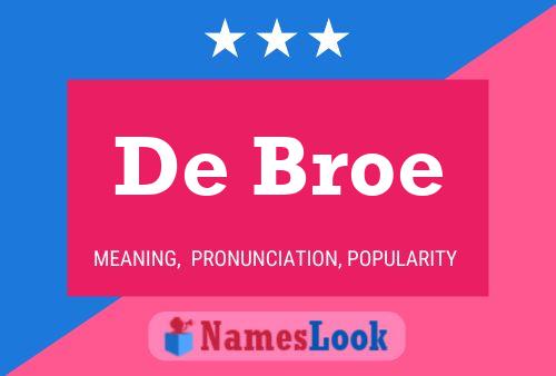 De Broe Naam Poster