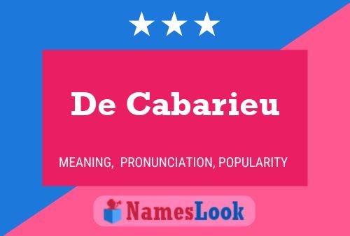 De Cabarieu Naam Poster