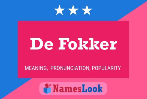 De Fokker Naam Poster