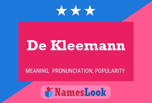 De Kleemann Naam Poster