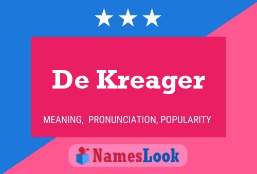 De Kreager Naam Poster