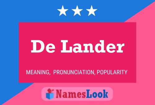 De Lander Naam Poster