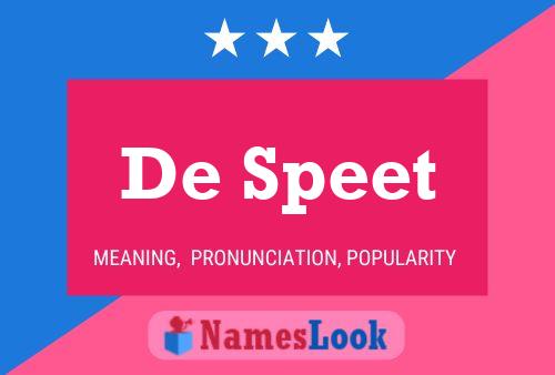 De Speet Naam Poster