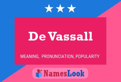 De Vassall Naam Poster