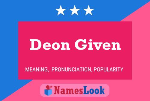 Deon Given Naam Poster