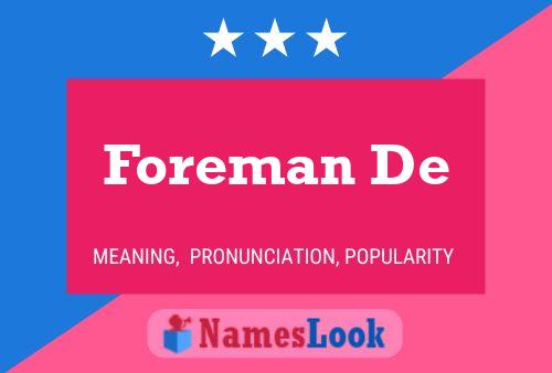 Foreman De Naam Poster