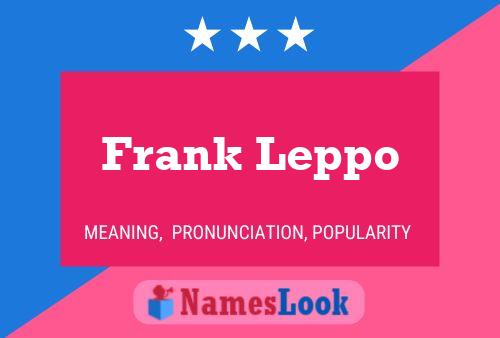 Frank Leppo Naam Poster