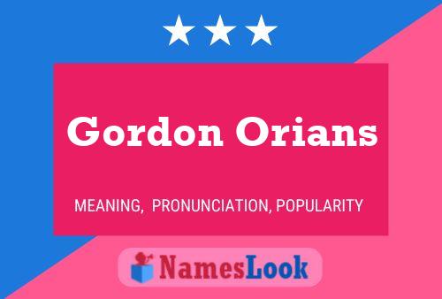 Gordon Orians Naam Poster