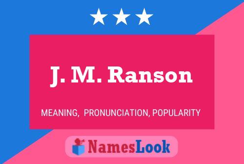 J. M. Ranson Naam Poster