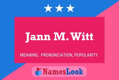 Jann M. Witt Naam Poster