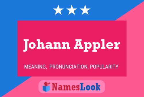 Johann Appler Naam Poster