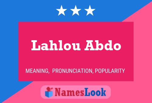 Lahlou Abdo Naam Poster