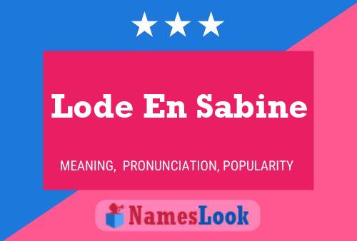 Lode En Sabine Naam Poster