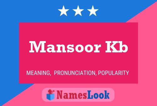 Mansoor Kb Naam Poster