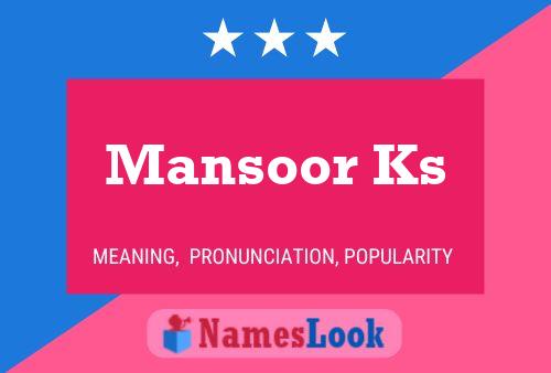 Mansoor Ks Naam Poster