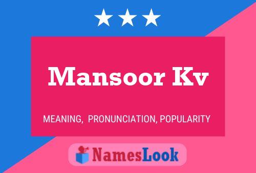 Mansoor Kv Naam Poster