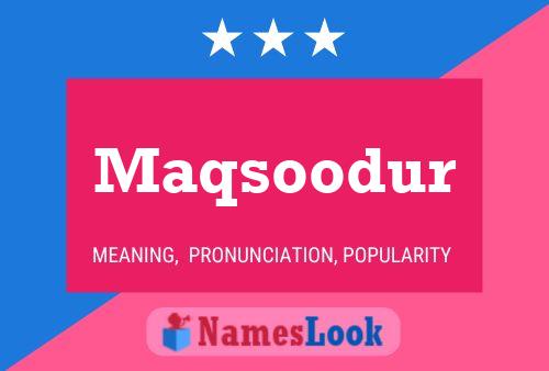 Maqsoodur Naam Poster