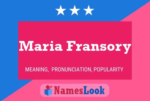 Maria Fransory Naam Poster