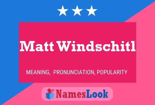 Matt Windschitl Naam Poster