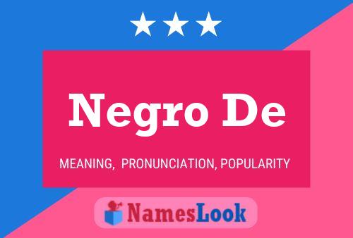 Negro De Naam Poster