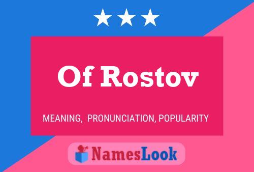 Of Rostov Naam Poster