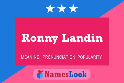 Ronny Landin Naam Poster