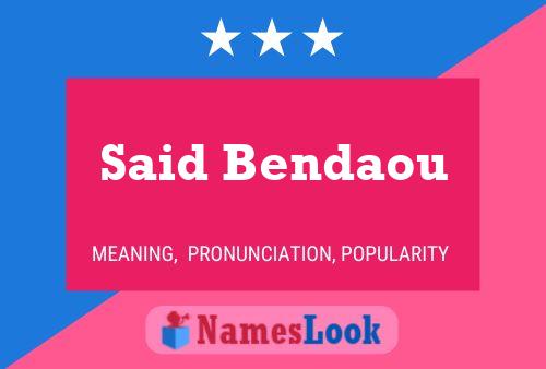 Said Bendaou Naam Poster