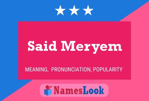 Said Meryem Naam Poster