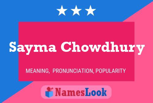 Sayma Chowdhury Naam Poster