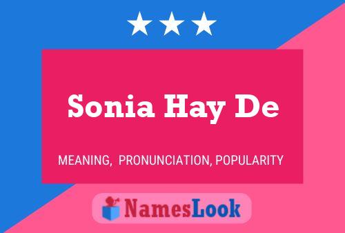 Sonia Hay De Naam Poster