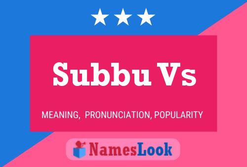 Subbu Vs Naam Poster