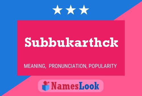 Subbukarthck Naam Poster