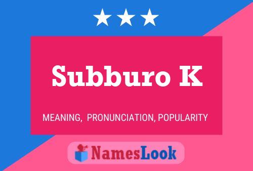 Subburo K Naam Poster